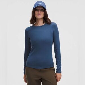 Lululemon Blue Long Sleeve Top small chic soft comfy stretchy  alo aviator lulu